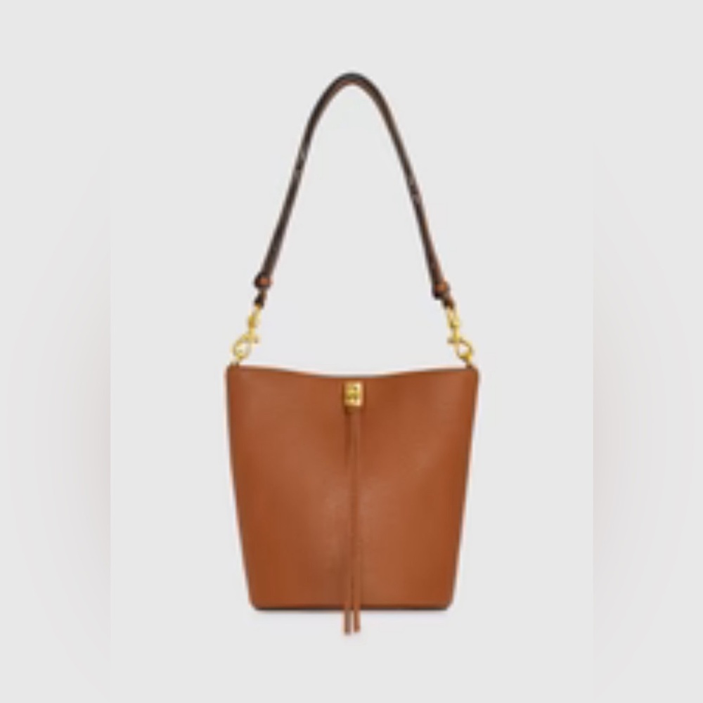 Rebecca Minkoff Brown Leather Bucket Bag with Gold Hardware